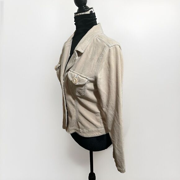 PLUGG Corduroy Jacket Fitted 3 Button Front Woman’s Size Medium office siren - Picture 2 of 11